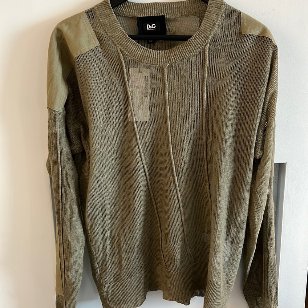 D&G vintage open knit sweater. size:48 green color